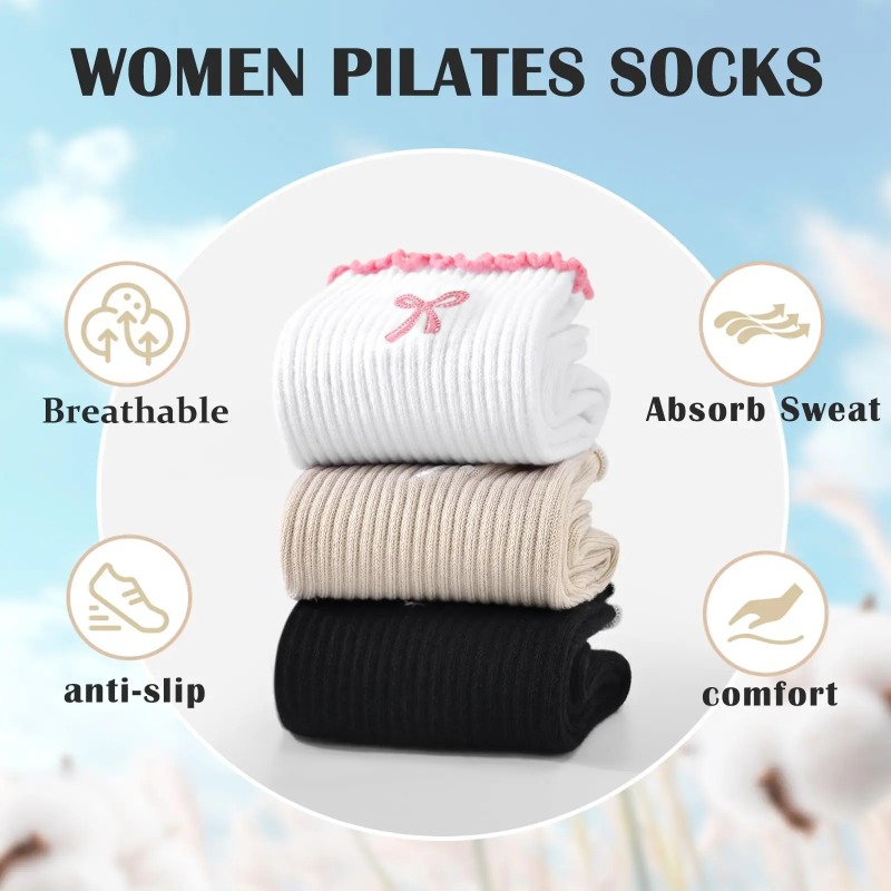 Fitness Yoga Pilates - جوارب يوغا احترافية، مصنوعة من القطن