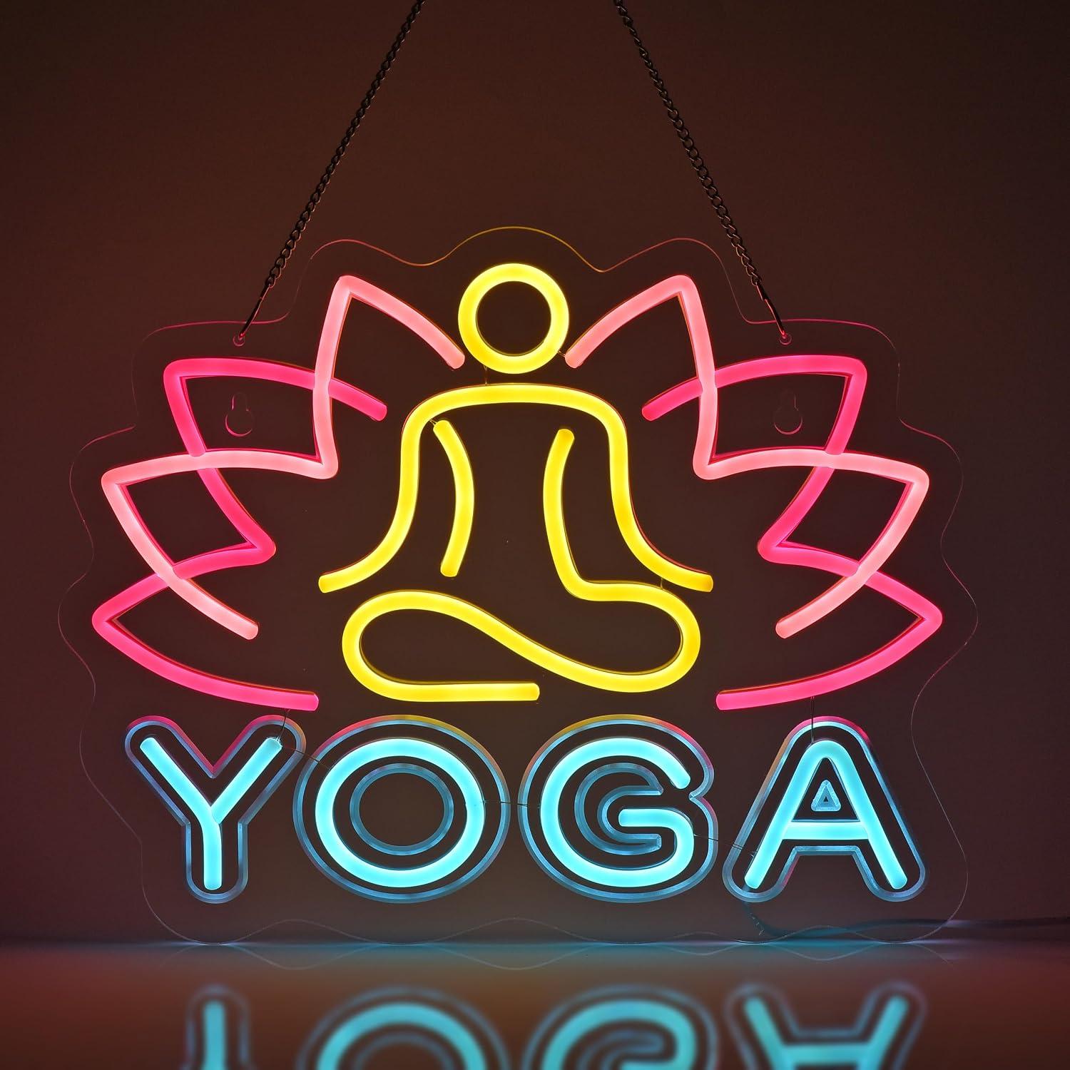 Yoga Fitness Room - لافتة نيون لليوغا بإضاءة LED قابلة