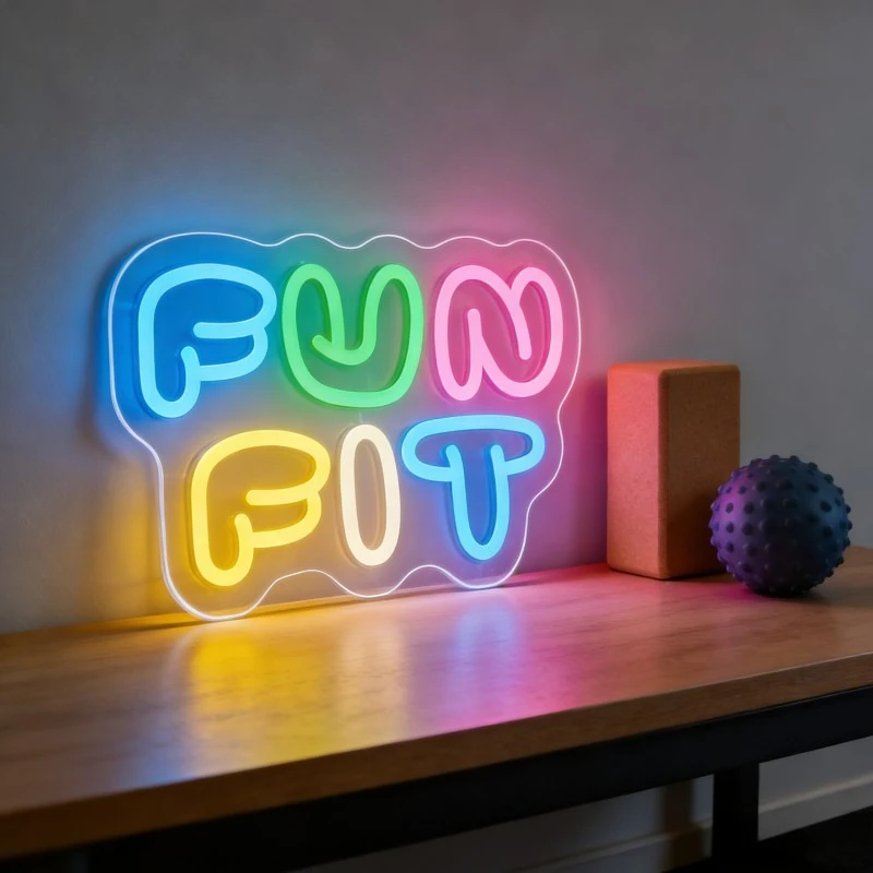 لافتة نيون LED بتصميم حروف كرت - مراجعة Yoga Fitness Room وسعره