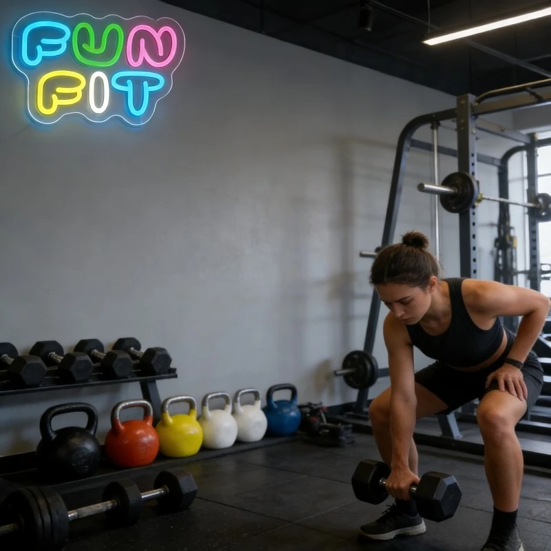 لافتة نيون LED بتصميم حروف كرت - مراجعة Yoga Fitness Room وسعره