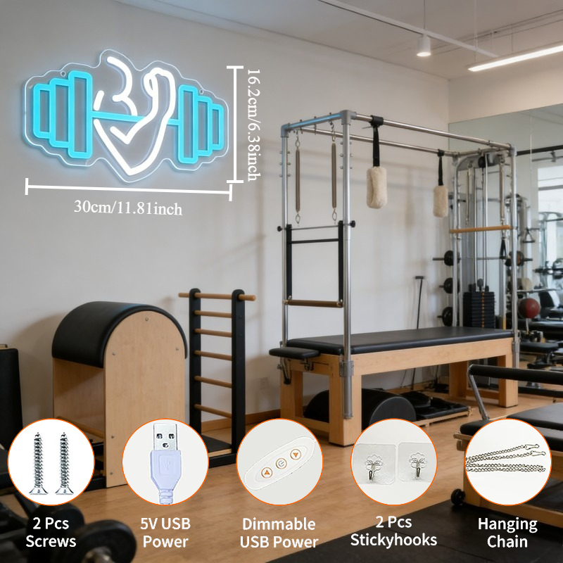 لافتة نيون LED بتصميم دمبل لعض - مراجعة Yoga Fitness Room وسعره